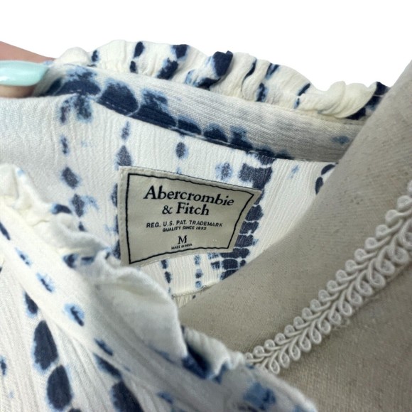 Abercrombie Fitch Shibori Blue Tie Dye Long Sleeve Button Up Shirt Junior Medium - Picture 14 of 15